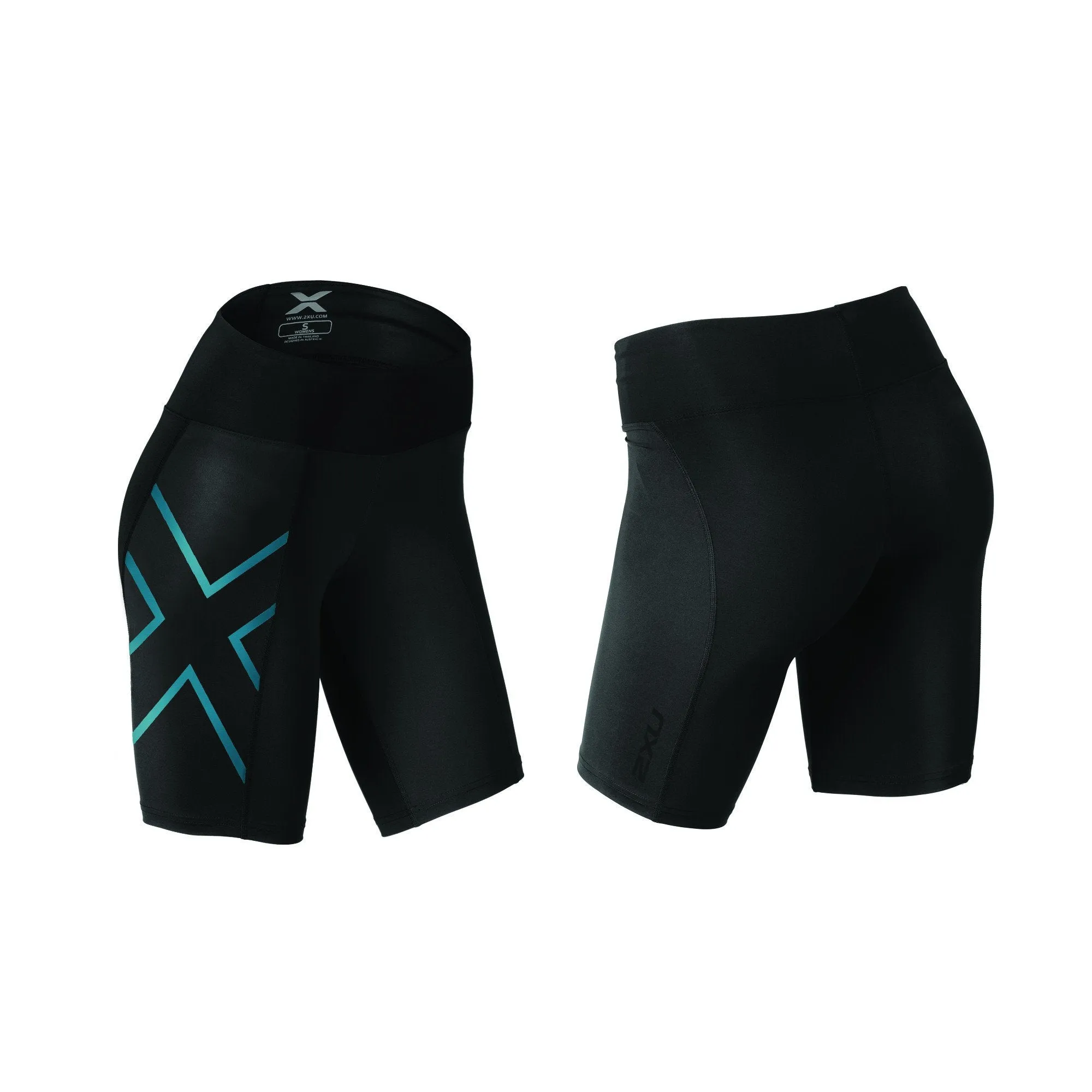 2XU WOMEN'S MID-RISE COMPRESSION SHORT-WA3027B (BK/CPB)