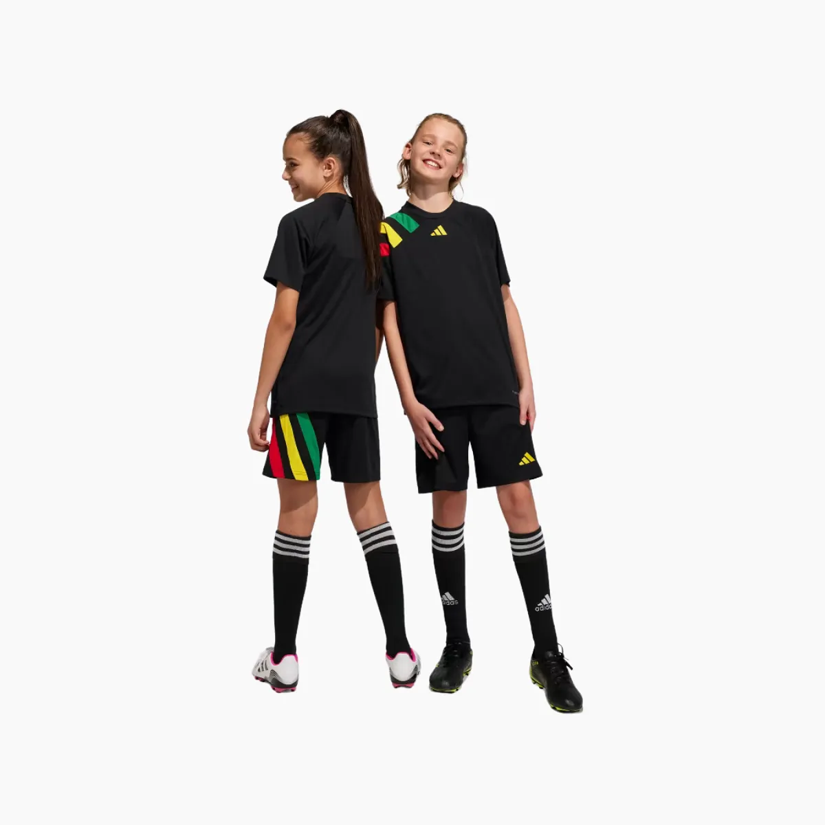 Adidas Fortore 23 Kids Unisex Shorts (5-16 Years) -Black/Team Collegiate Red/Team Yellow/Team Green