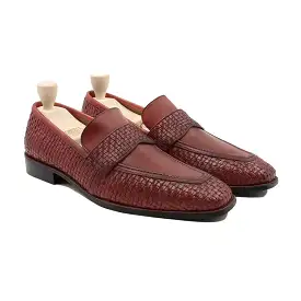 Alessandro - Men's Oxblood Calf And Hand Woven Leather Loafer