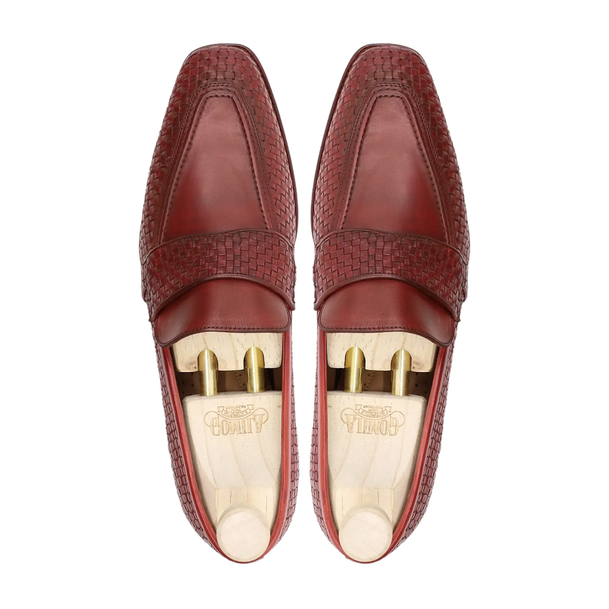 Alessandro - Men's Oxblood Calf And Hand Woven Leather Loafer