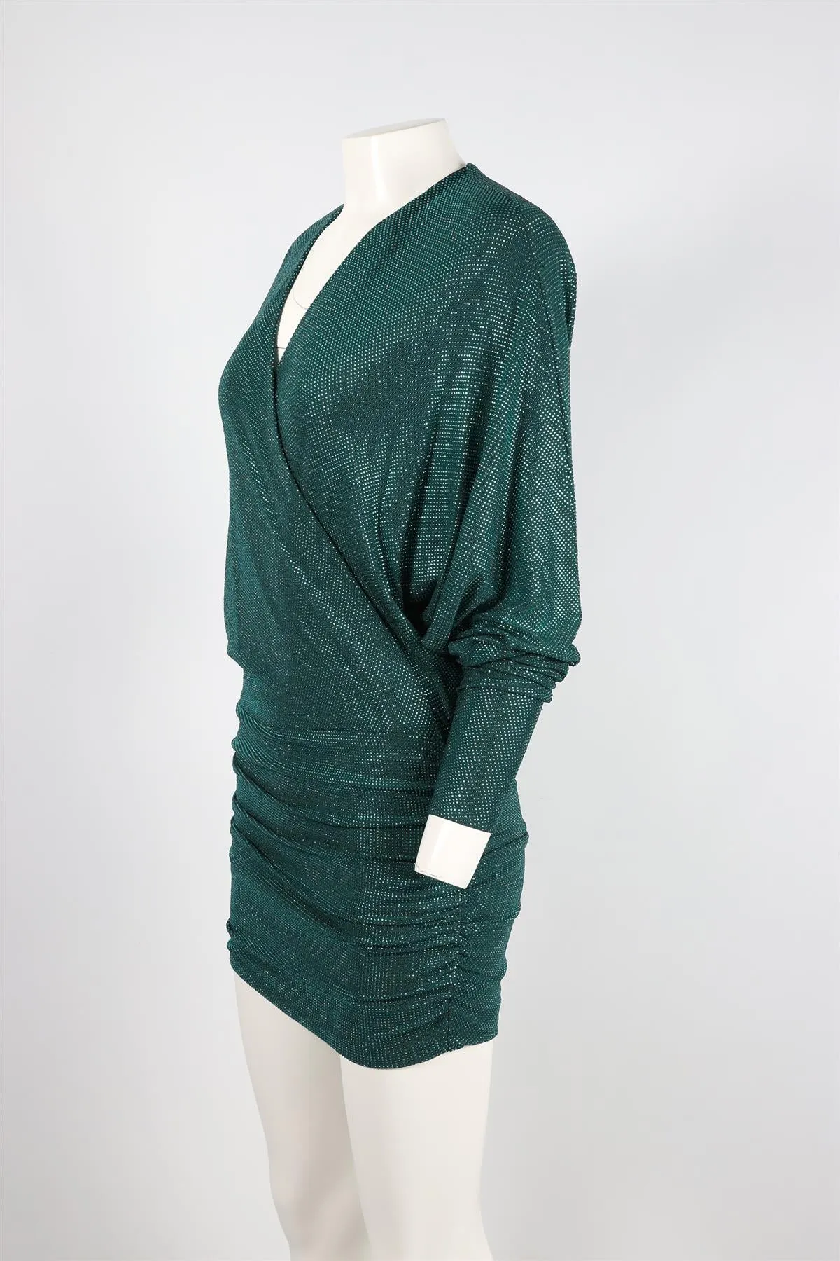 ALEXANDRE VAUTHIER GREEN CRYSTAL AND JERSEY MINI DRESS FR 38 UK 10