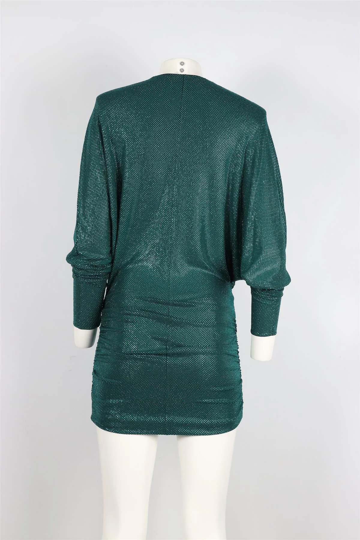 ALEXANDRE VAUTHIER GREEN CRYSTAL AND JERSEY MINI DRESS FR 38 UK 10