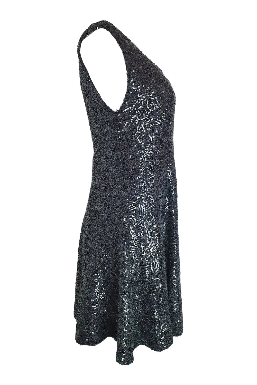 ALICE + OLIVIA Black Sequin Lace Back Fit and Flare Mini Dress (8)