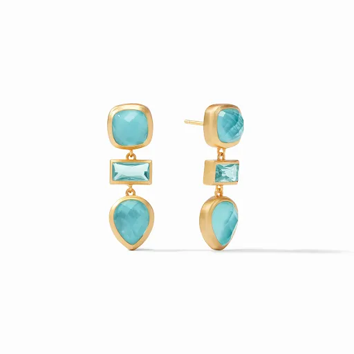 Antonia Tier Gold Iridescent Bahamian Blue Earrings by Julie Vos