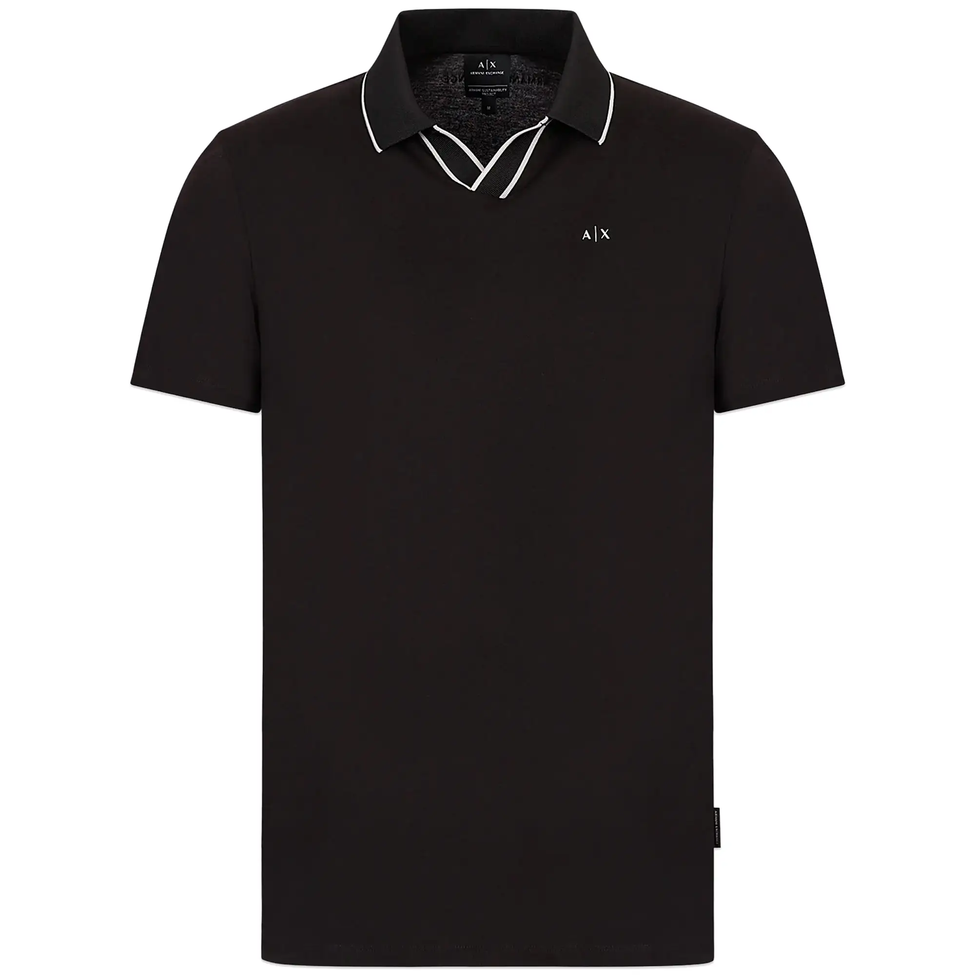 Armani Exchange 3RZFFC Open Neck Polo - Black