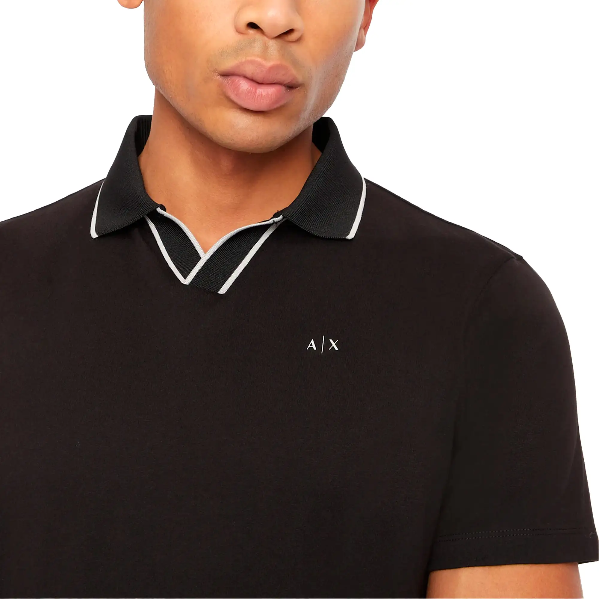 Armani Exchange 3RZFFC Open Neck Polo - Black