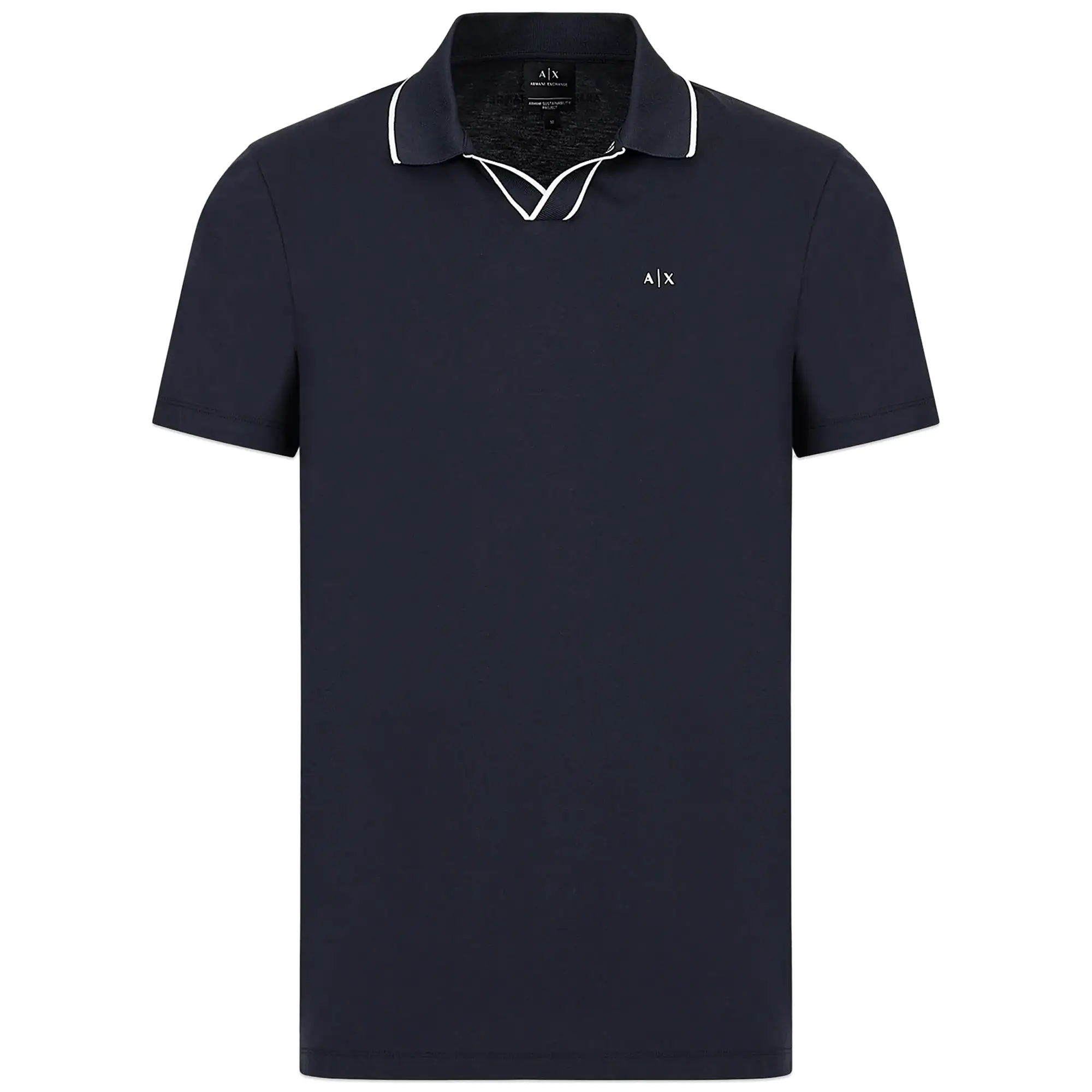 Armani Exchange 3RZFFC Open Neck Polo - Navy