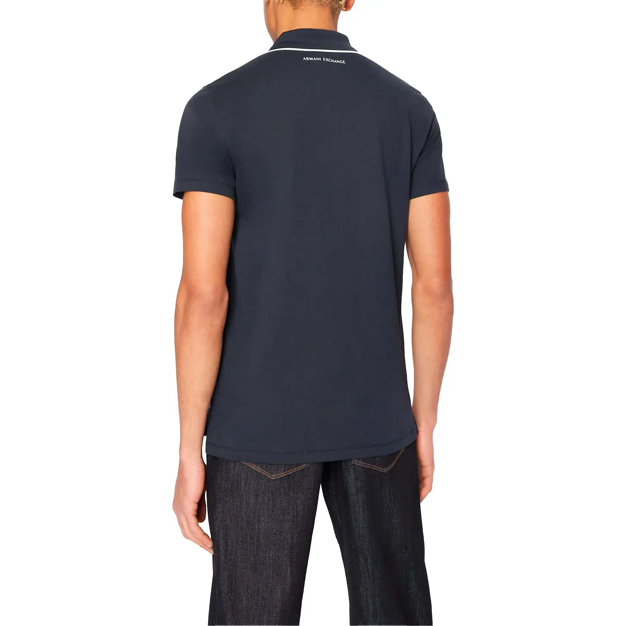 Armani Exchange 3RZFFC Open Neck Polo - Navy