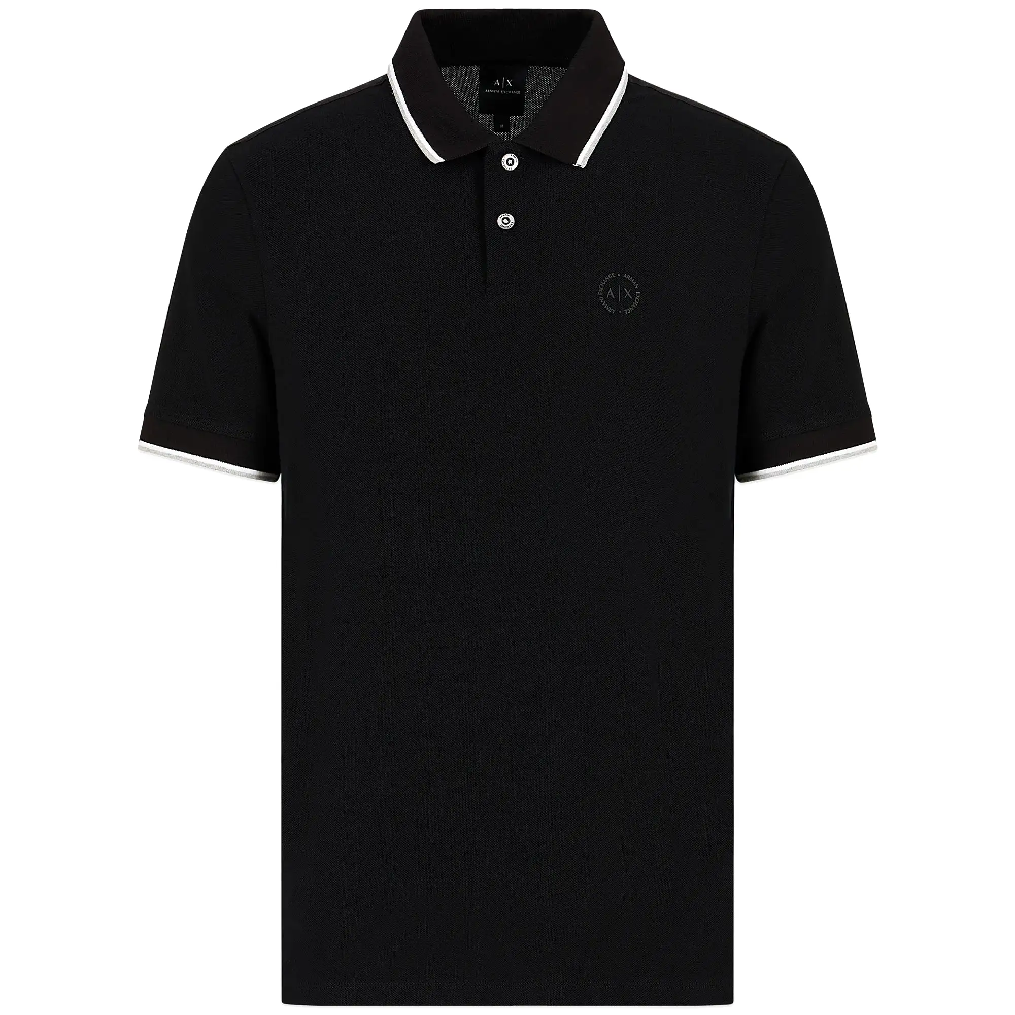 Armani Exchange 8NZF75 Tipped Pique Polo - Black / Dark Slate