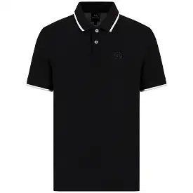 Armani Exchange 8NZF75 Tipped Pique Polo - Black / Dark Slate