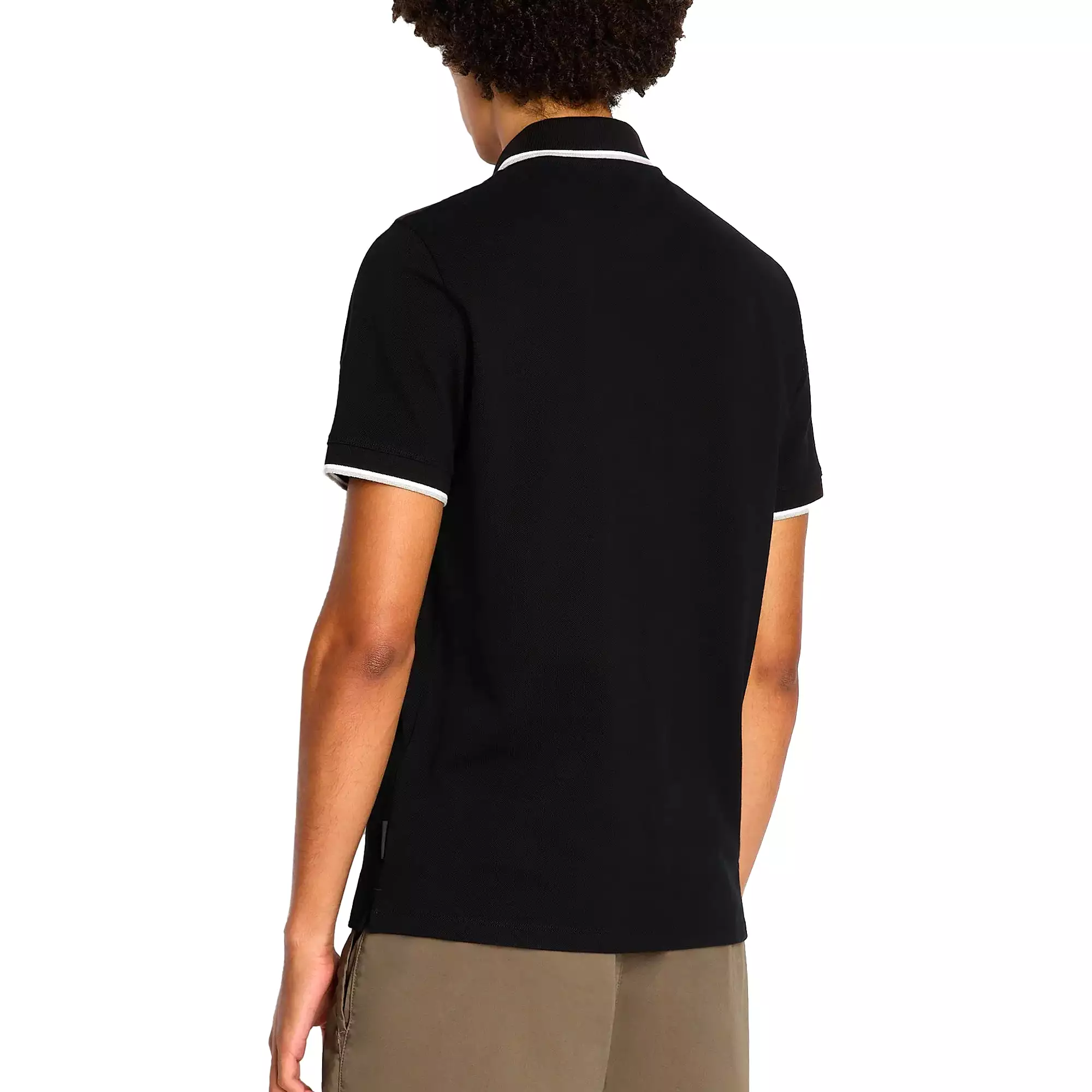 Armani Exchange 8NZF75 Tipped Pique Polo - Black / Dark Slate