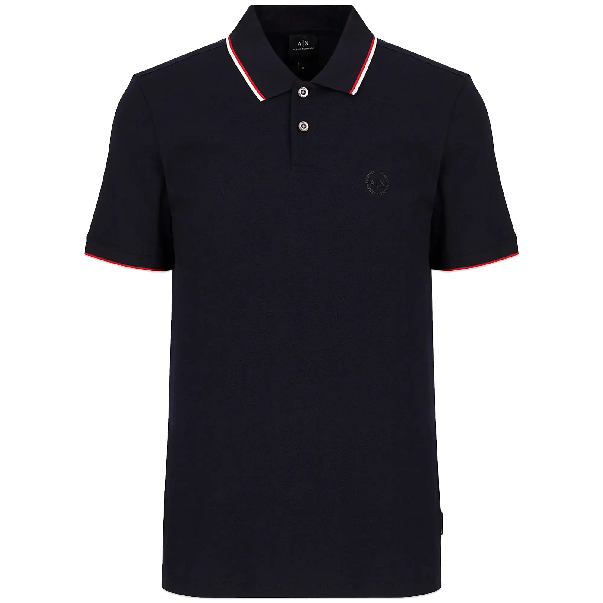 Armani Exchange 8NZF75 Tipped Pique Polo - Navy / Red