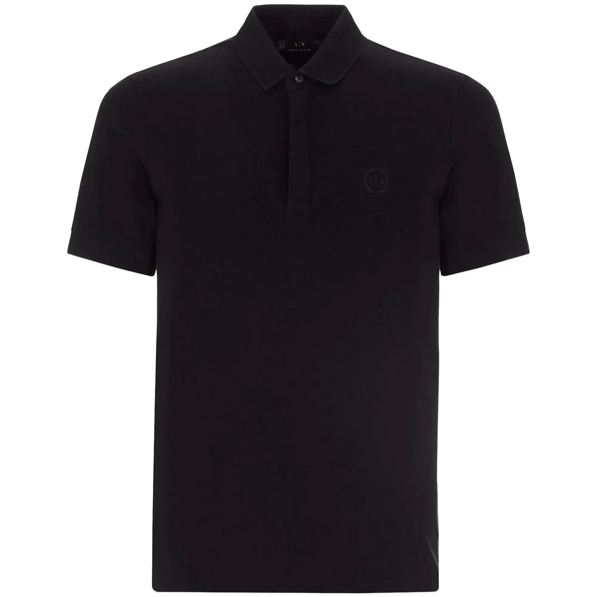 Armani Exchange 8NZF91 Textured Collar Polo - Black