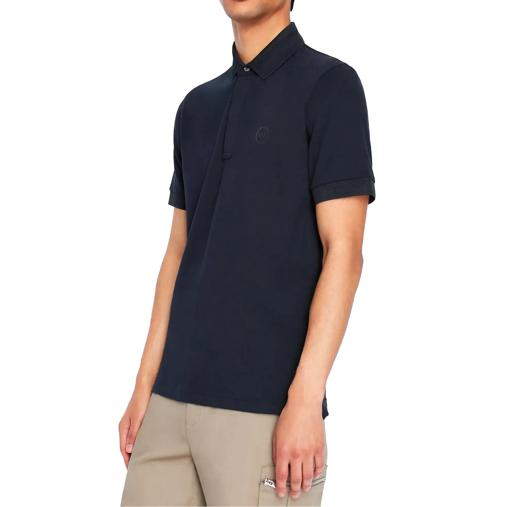 Armani Exchange 8NZF91 Textured Collar Polo - Navy