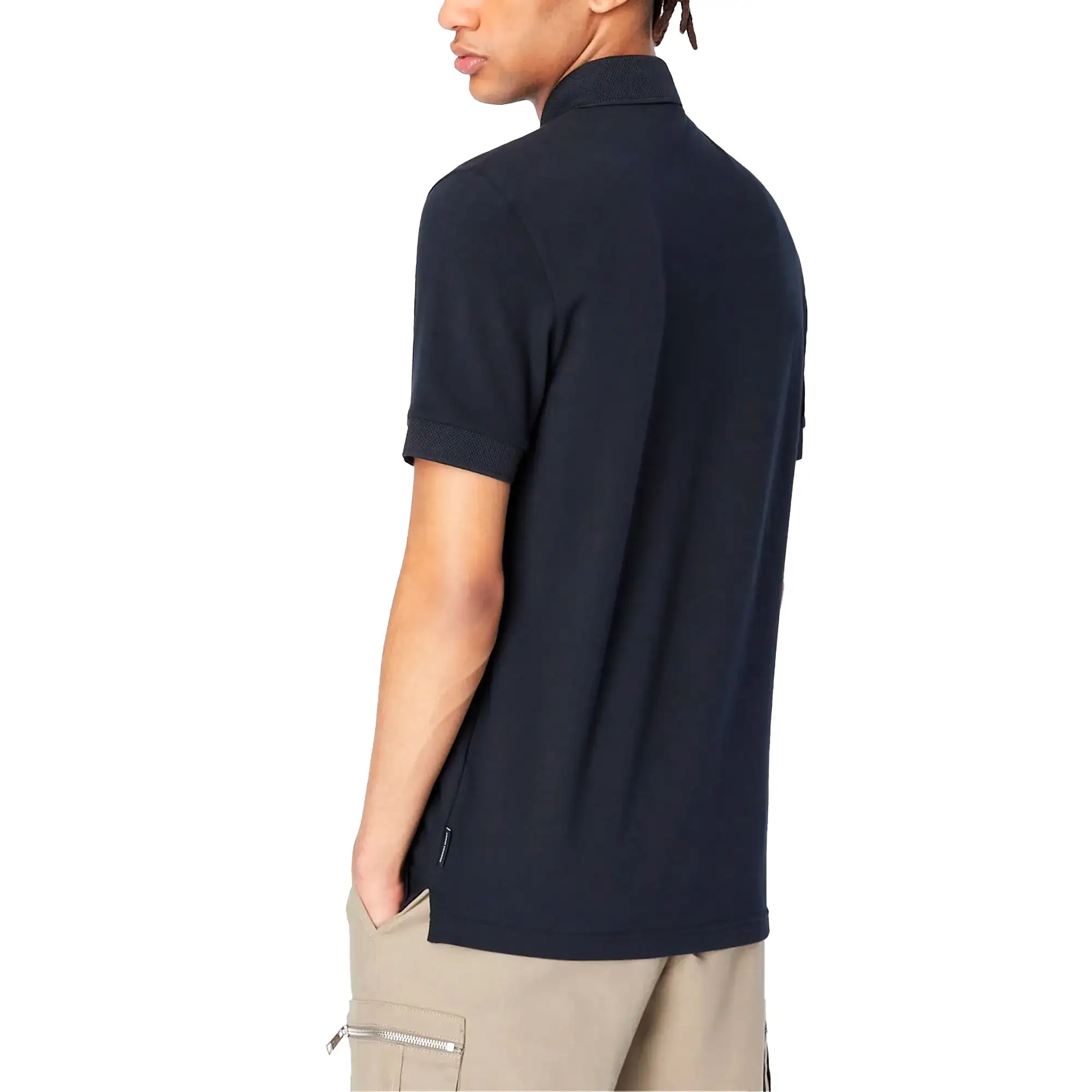 Armani Exchange 8NZF91 Textured Collar Polo - Navy