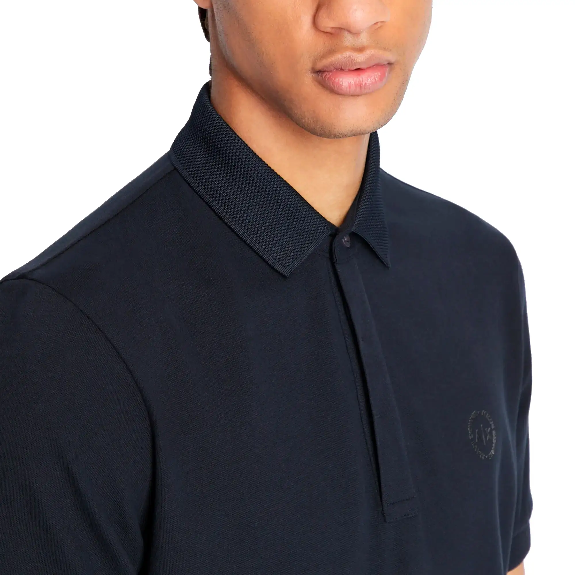 Armani Exchange 8NZF91 Textured Collar Polo - Navy