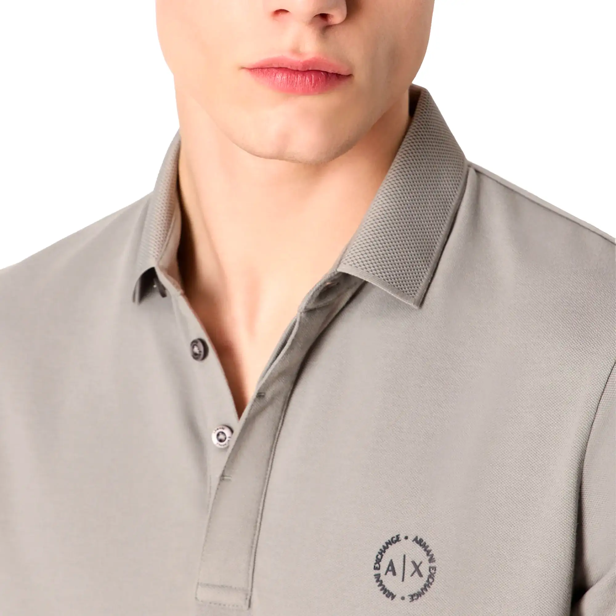 Armani Exchange 8NZF91 Textured Collar Polo - Zinc