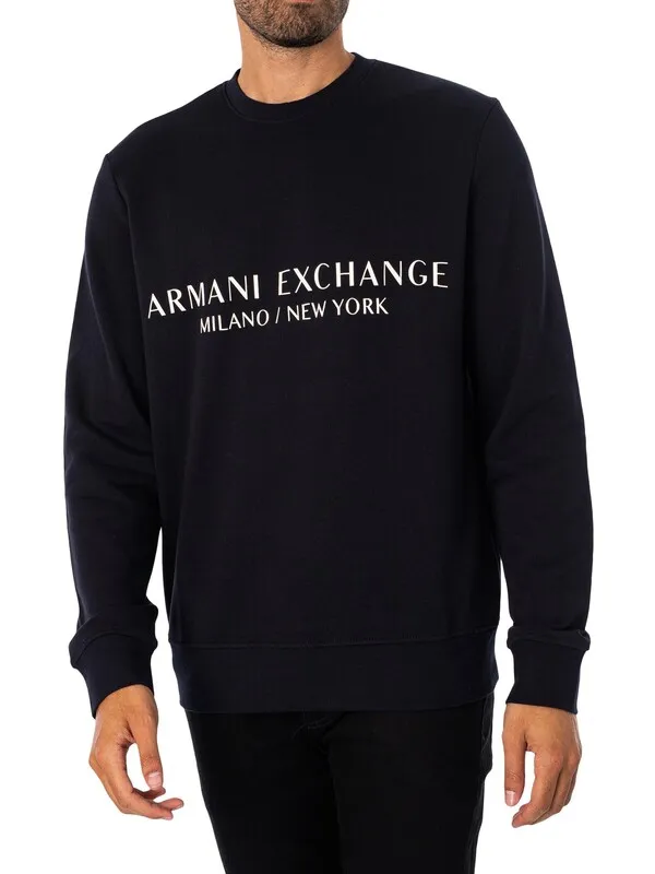 Armani Exchange Brand Graphic Sweatshirt - Navy