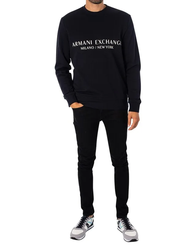 Armani Exchange Brand Graphic Sweatshirt - Navy