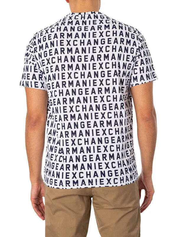 Armani Exchange Branded Pattern T-Shirt - White