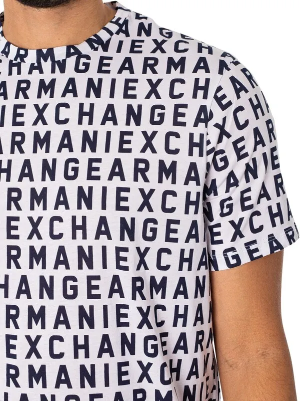 Armani Exchange Branded Pattern T-Shirt - White