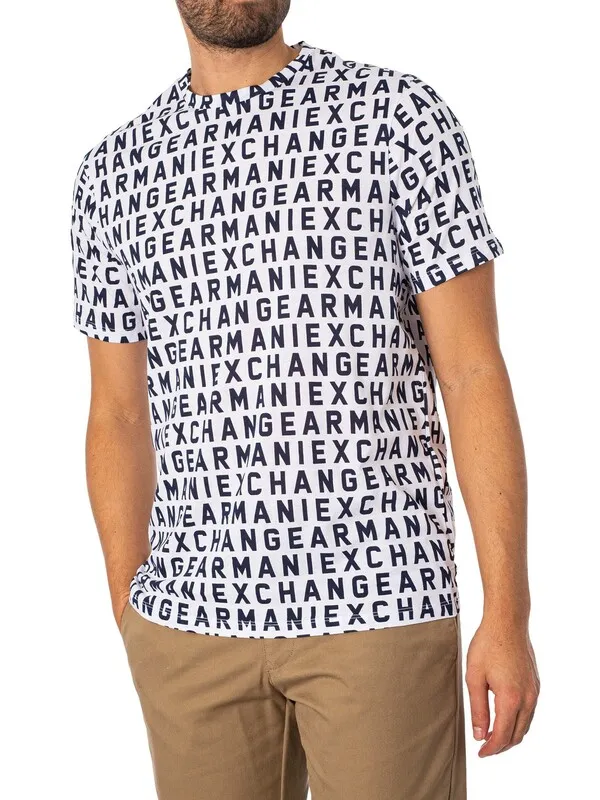 Armani Exchange Branded Pattern T-Shirt - White