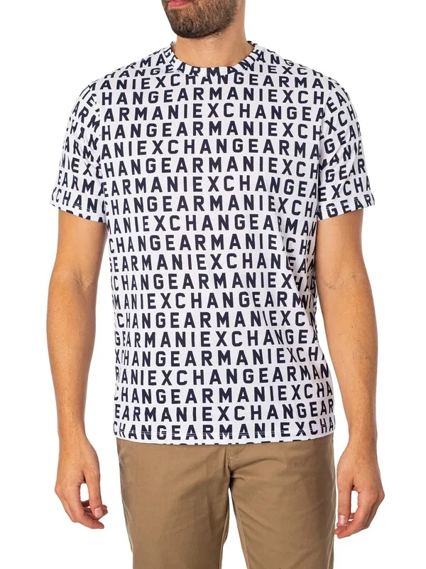 Armani Exchange Branded Pattern T-Shirt - White