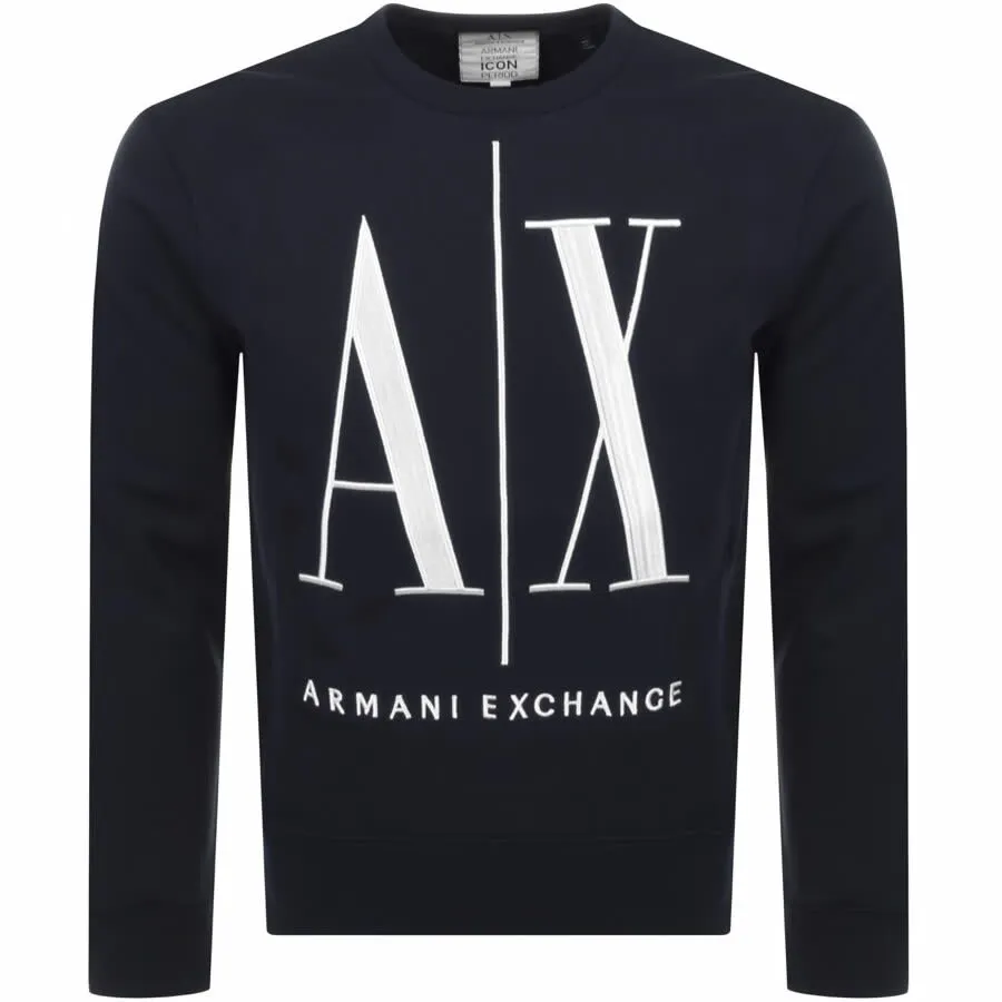 Armani Exchange Crew Neck Logo Sweatshirt Navy