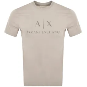 Armani Exchange Crew Neck Logo T Shirt Brown