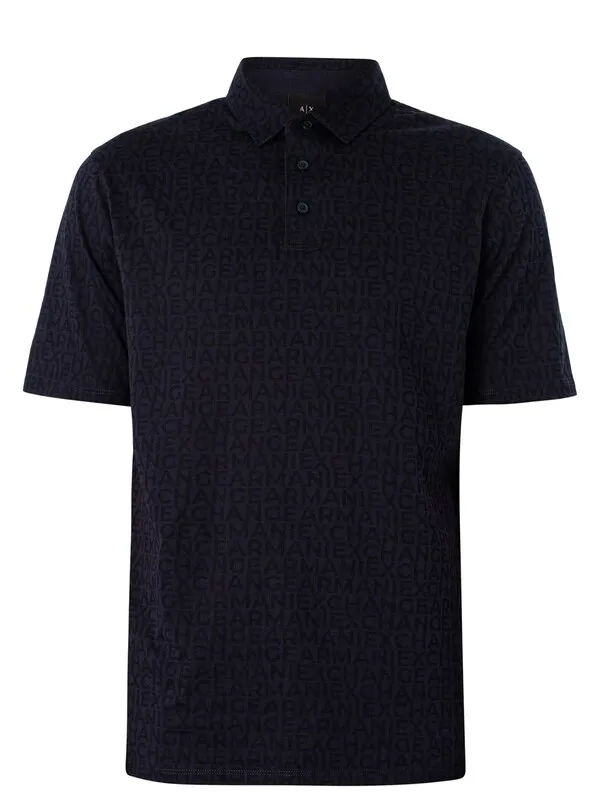 Armani Exchange Lettering Polo Shirt - Navy