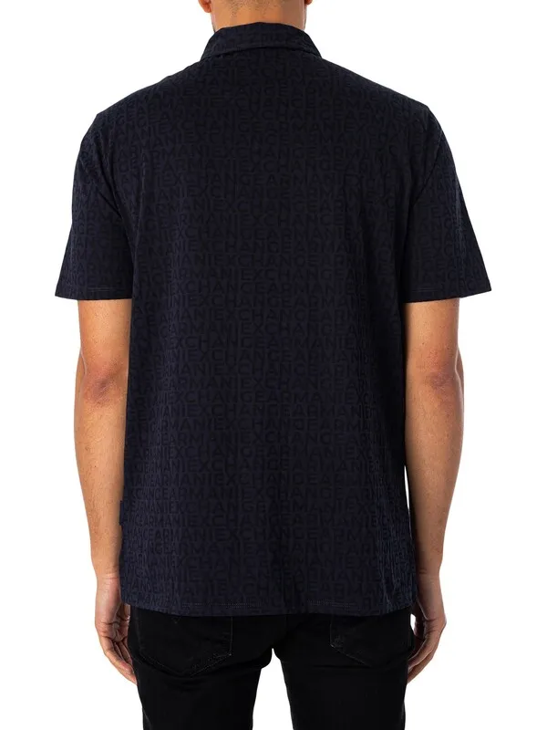 Armani Exchange Lettering Polo Shirt - Navy