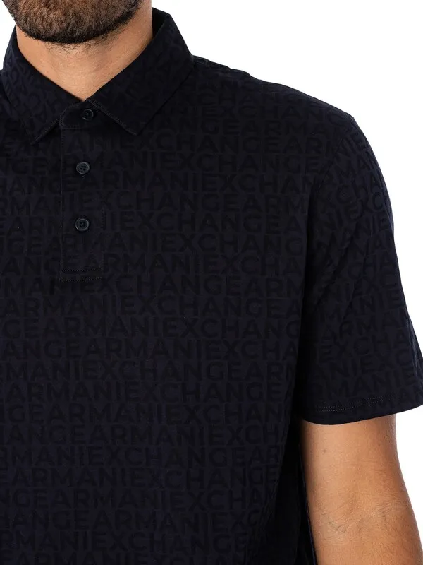 Armani Exchange Lettering Polo Shirt - Navy