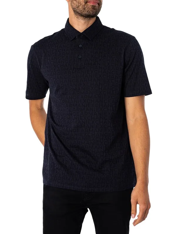 Armani Exchange Lettering Polo Shirt - Navy