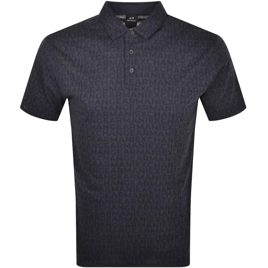 Armani Exchange Logo Polo T Shirt Navy