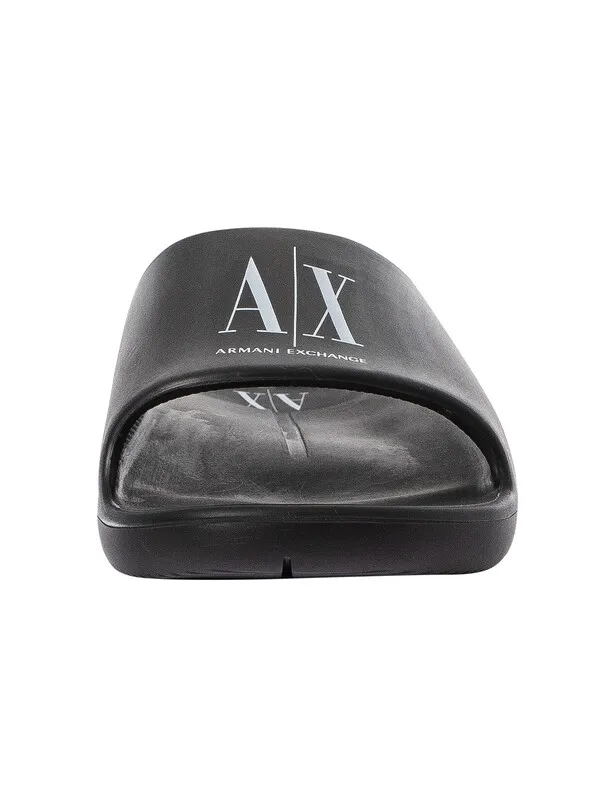 Armani Exchange Logo Sliders - Black/White