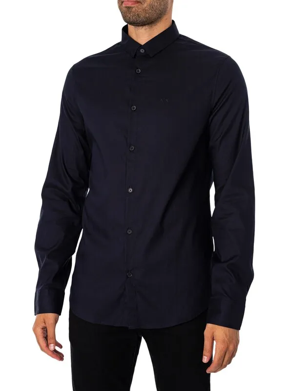 Armani Exchange Logo Woven Shirt - Navy