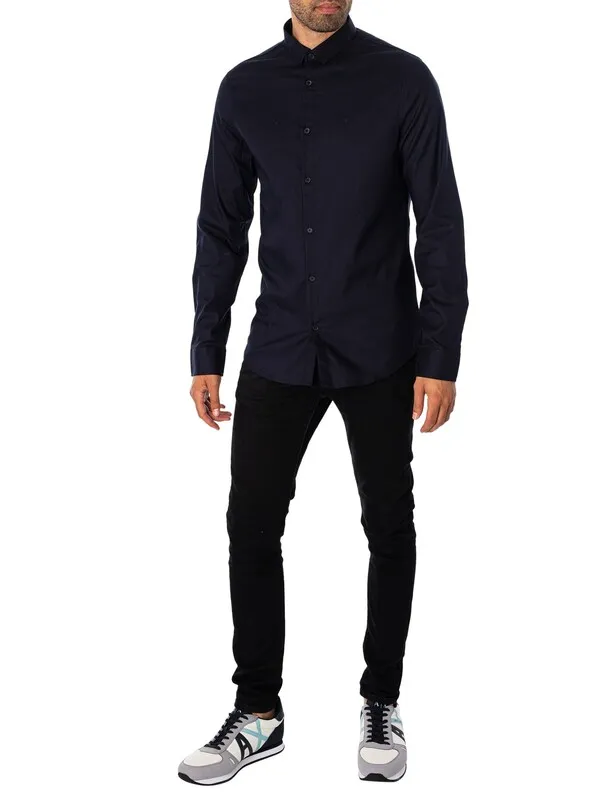 Armani Exchange Logo Woven Shirt - Navy