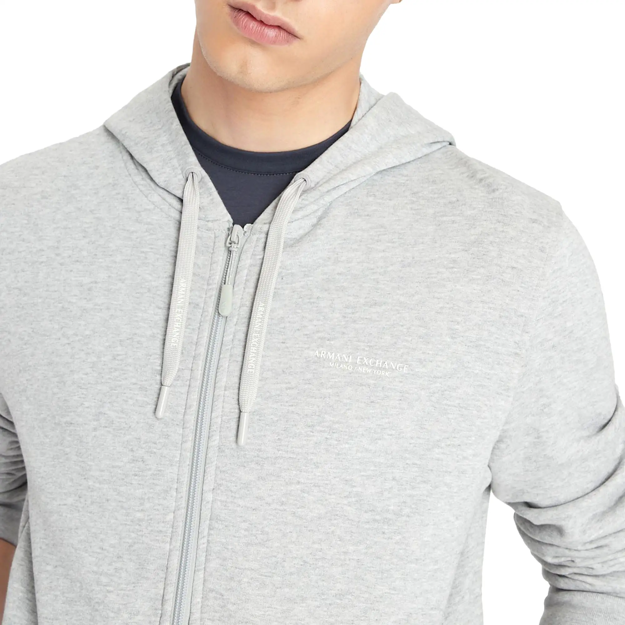 Armani Exchange Loopback Full Zip Hood - Grey Marl