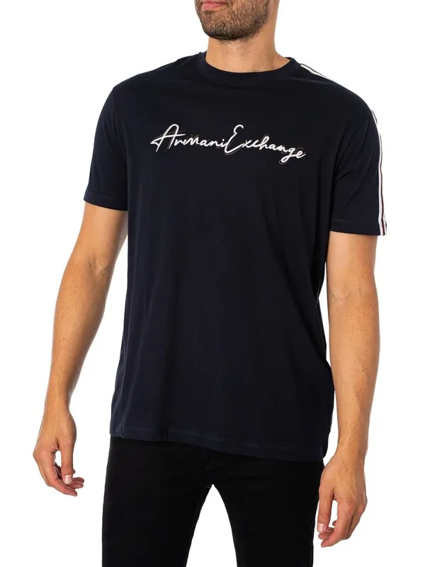 Armani Exchange Signature T-Shirt - Deep Navy