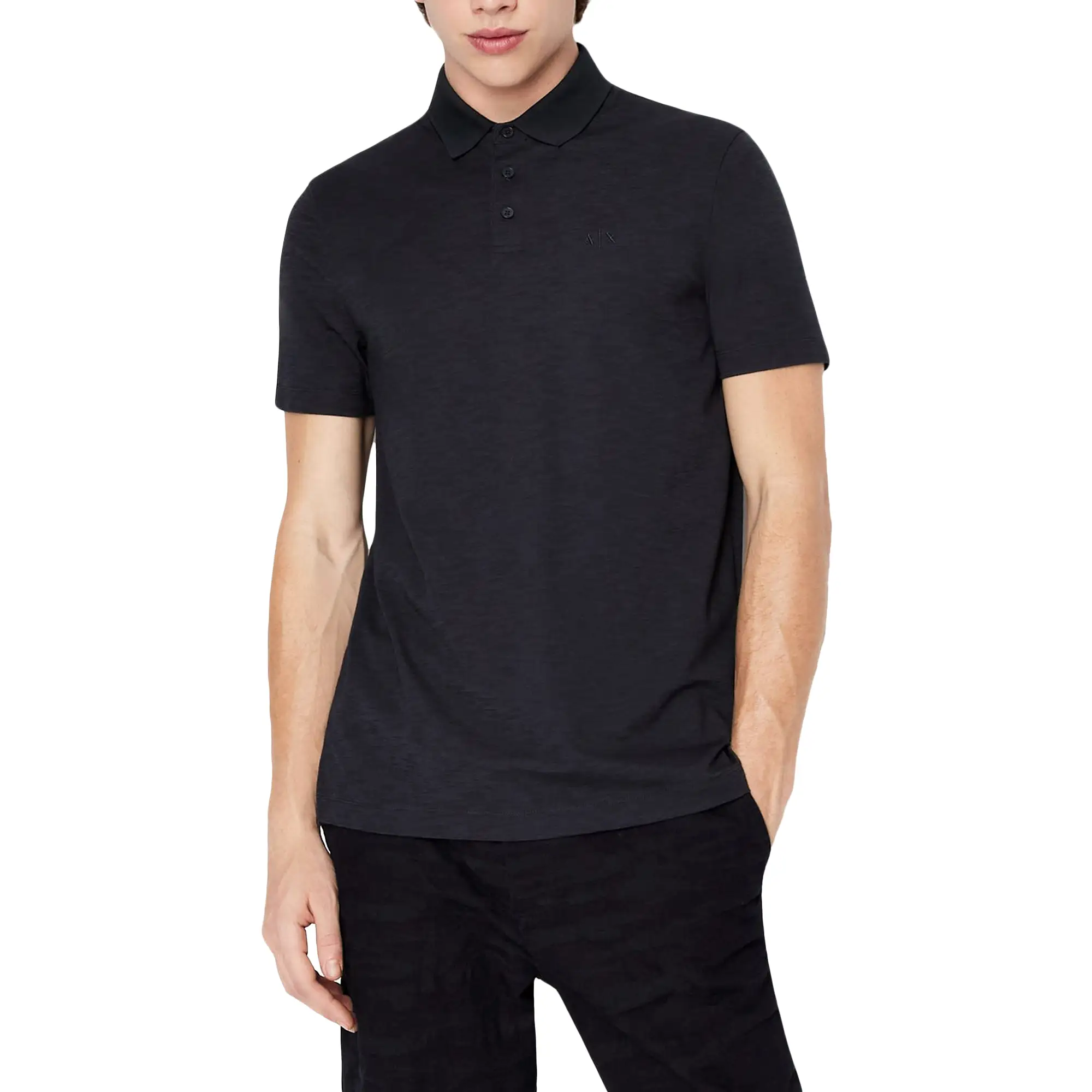 Armani Exchange Small Chest Logo Slub Polo - Navy