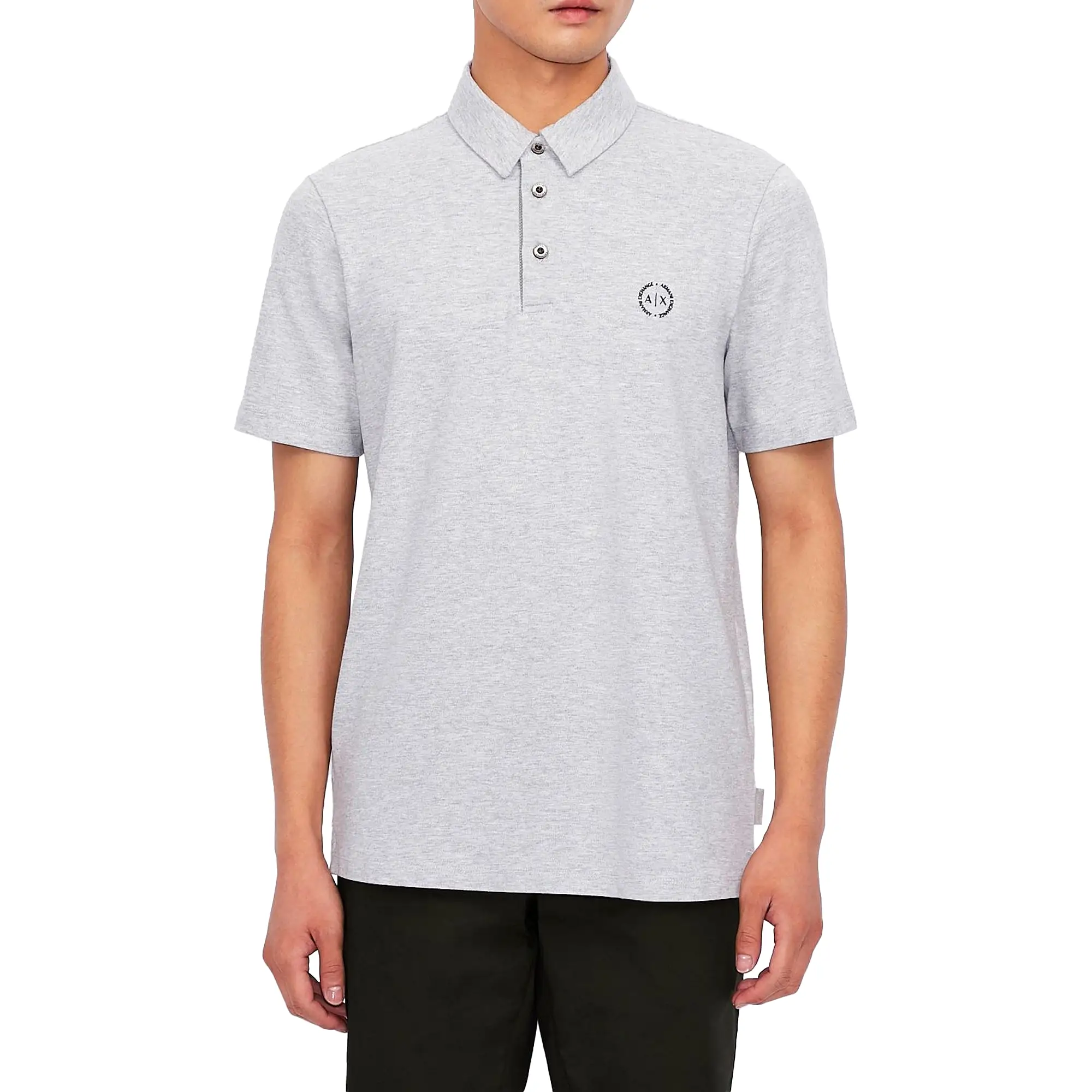 Armani Exchange Small Chest Logo Stretch Polo - Grey Marl