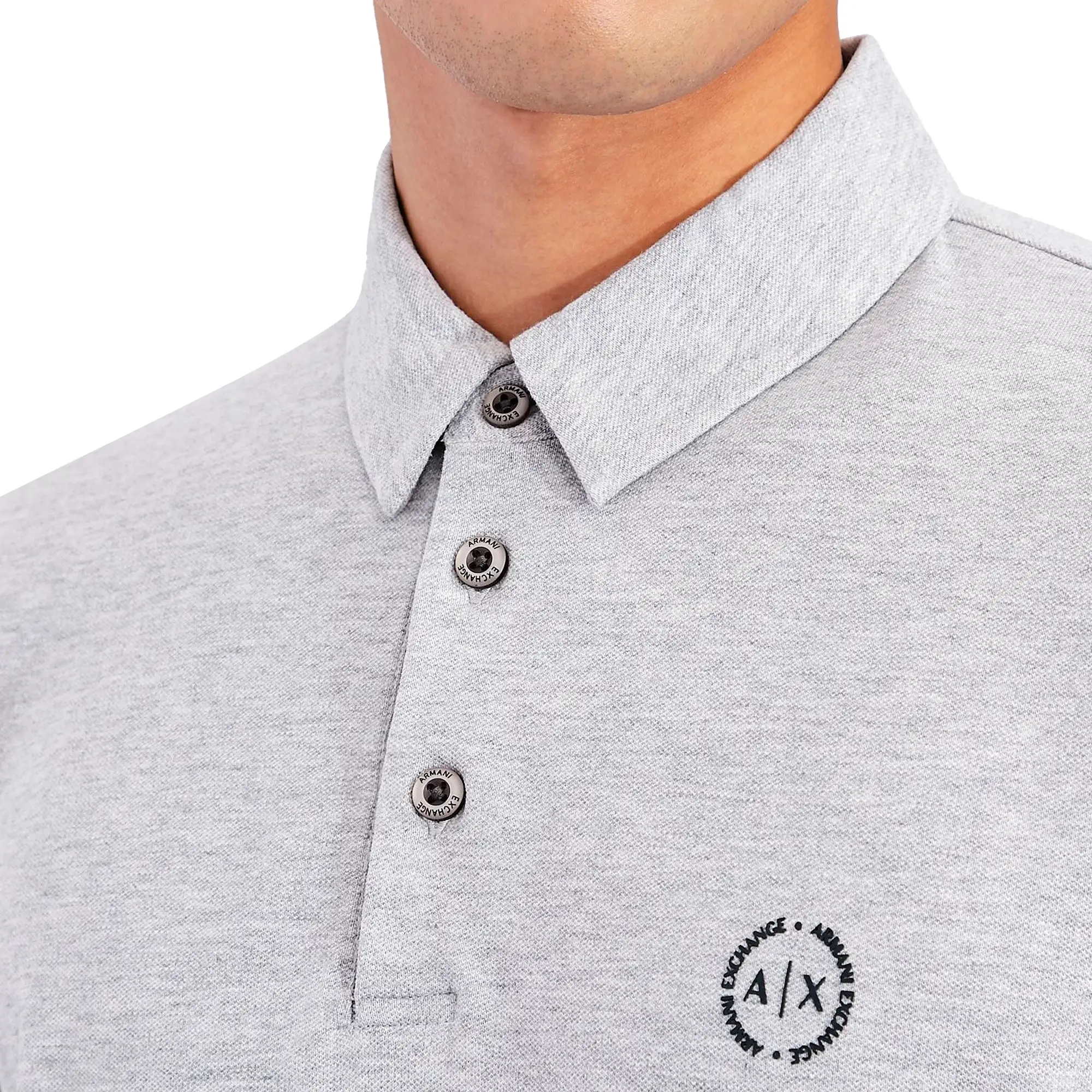 Armani Exchange Small Chest Logo Stretch Polo - Grey Marl