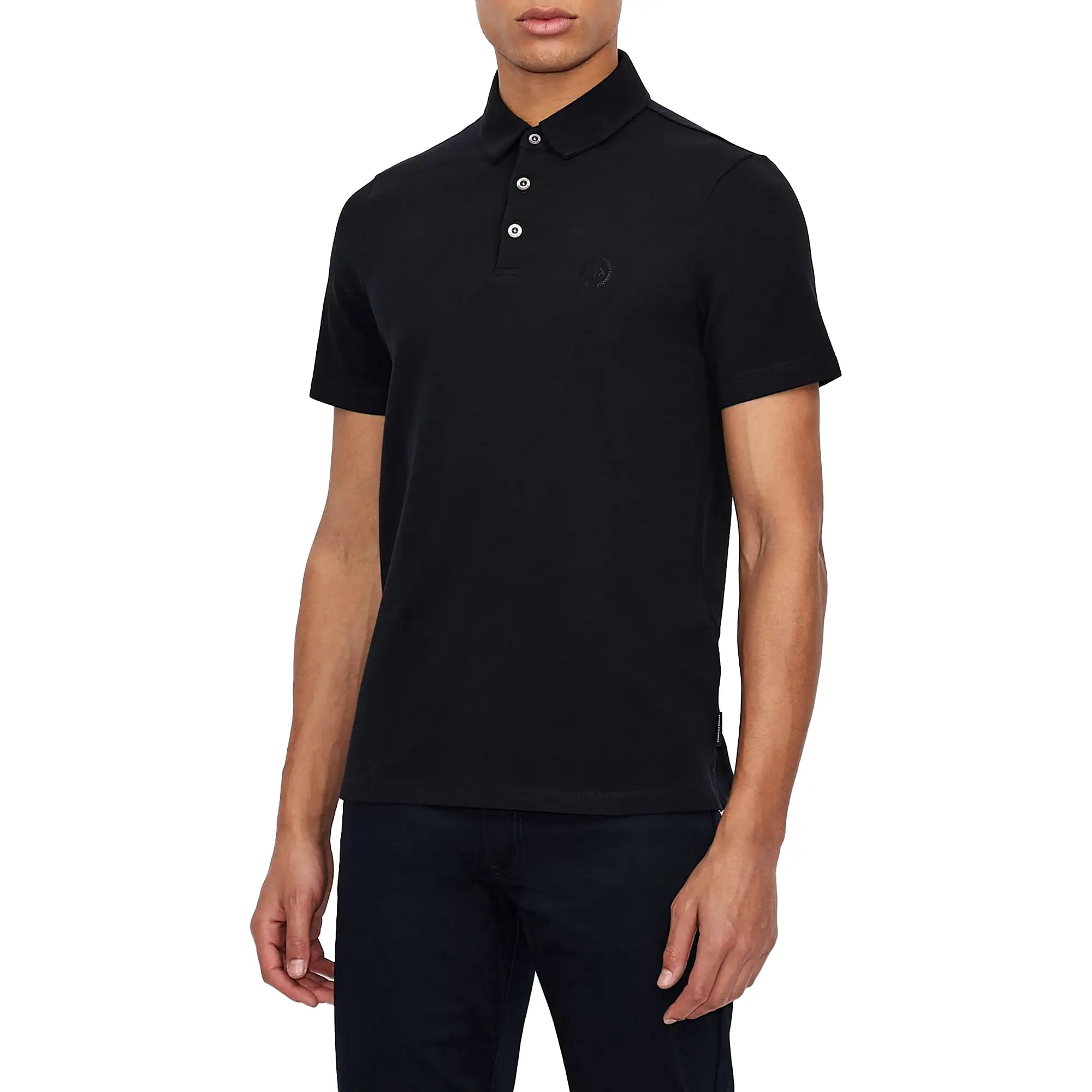 Armani Exchange Small Chest Logo Stretch Polo - Navy