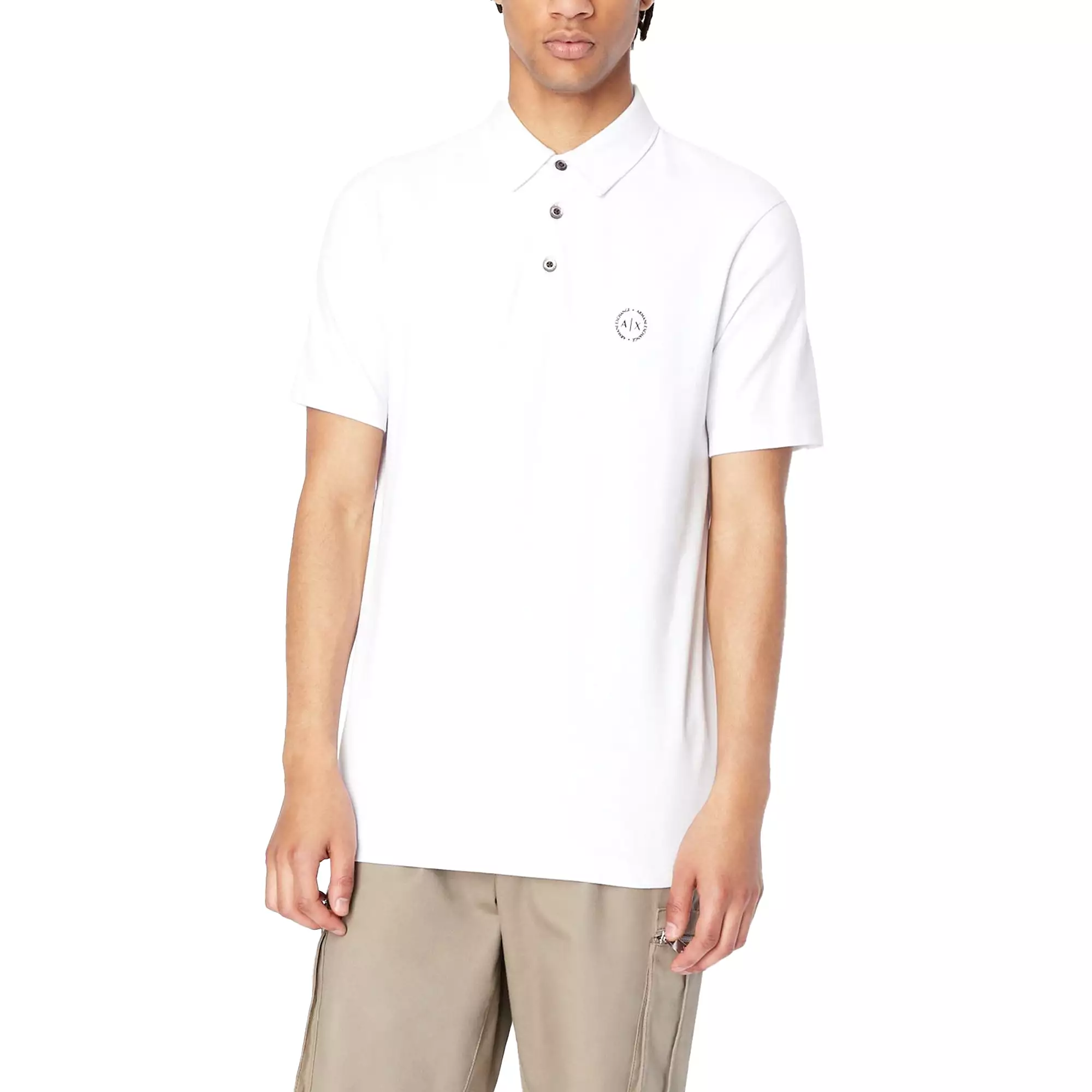 Armani Exchange Small Chest Logo Stretch Polo - White