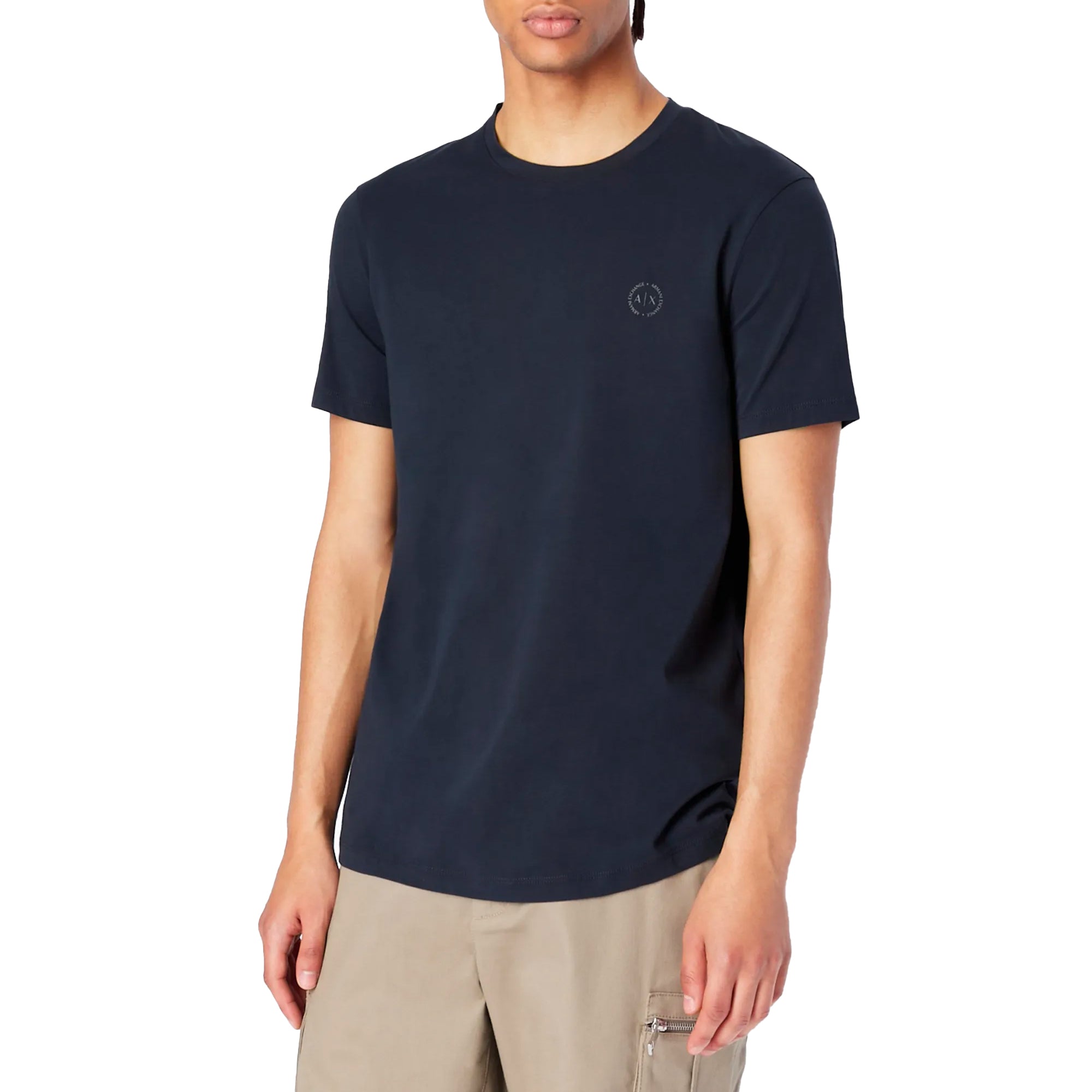 Armani Exchange Small Chest Logo Stretch T-Shirt - Navy