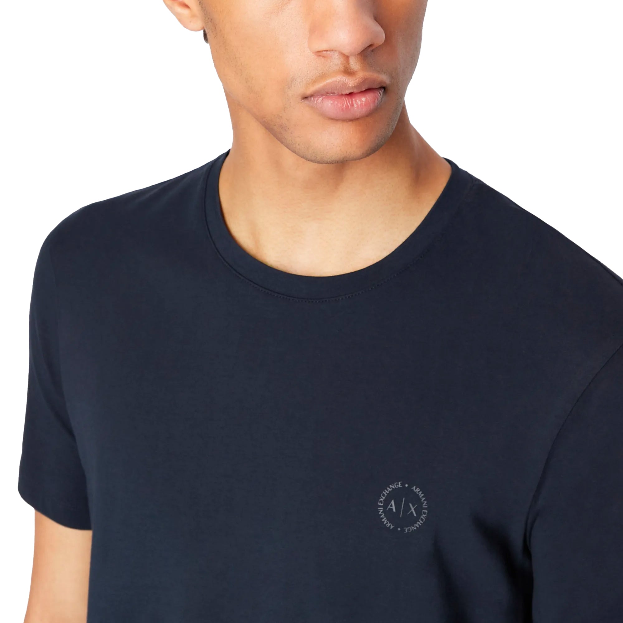 Armani Exchange Small Chest Logo Stretch T-Shirt - Navy