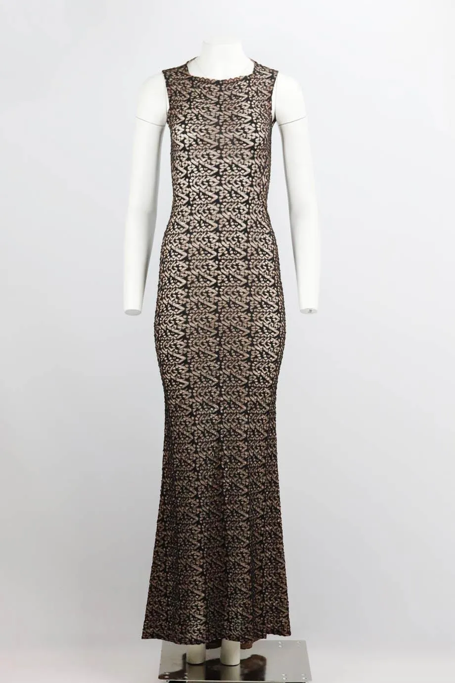 AZZEDINE ALAA MACRAM LACE MAXI DRESS FR 38 UK 10