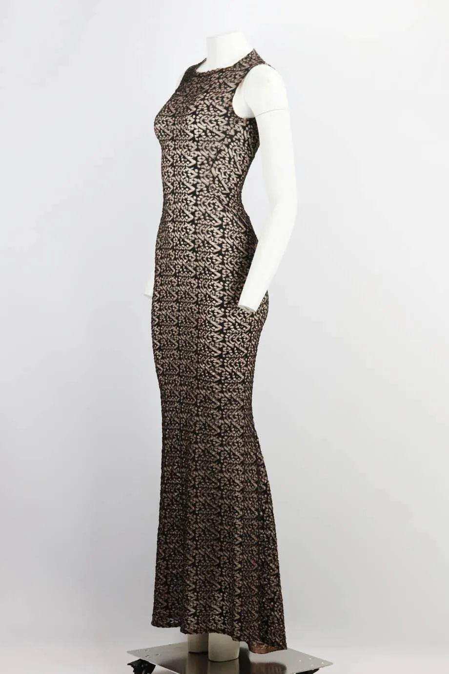 AZZEDINE ALAA MACRAM LACE MAXI DRESS FR 38 UK 10