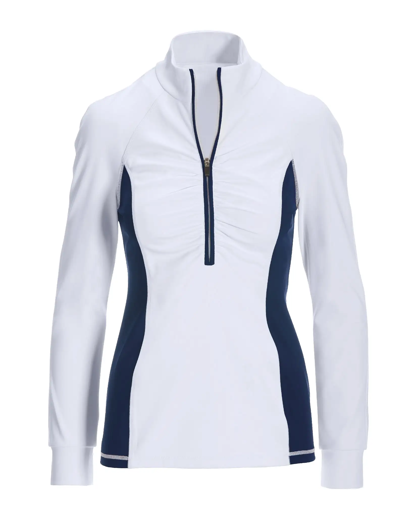 B Active Long Sleeve Ruched Sport Top White/Navy