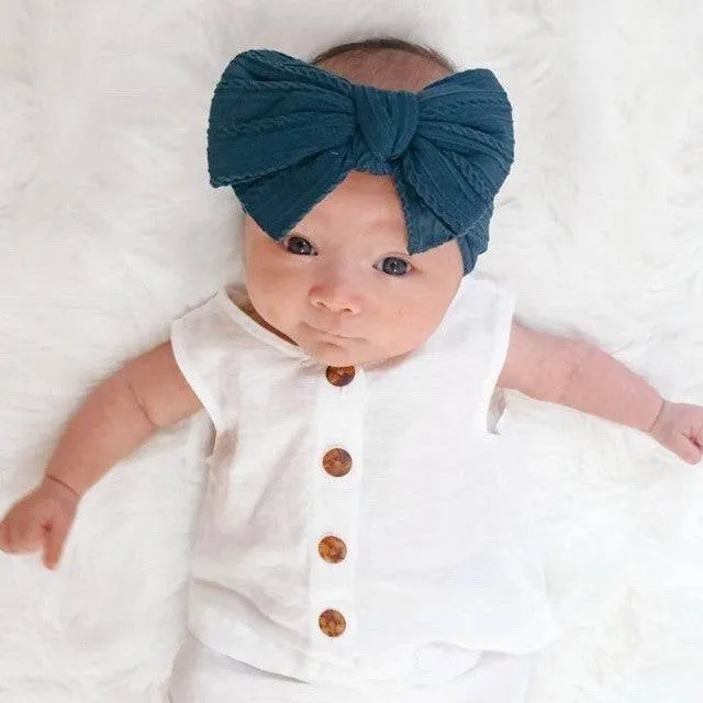 Baby Top Knot Double Bow Headband Punch